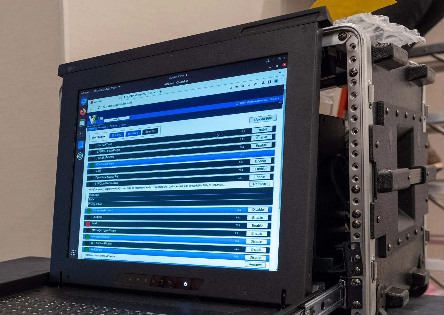 A laptop connected to a CAVe-in-a-box